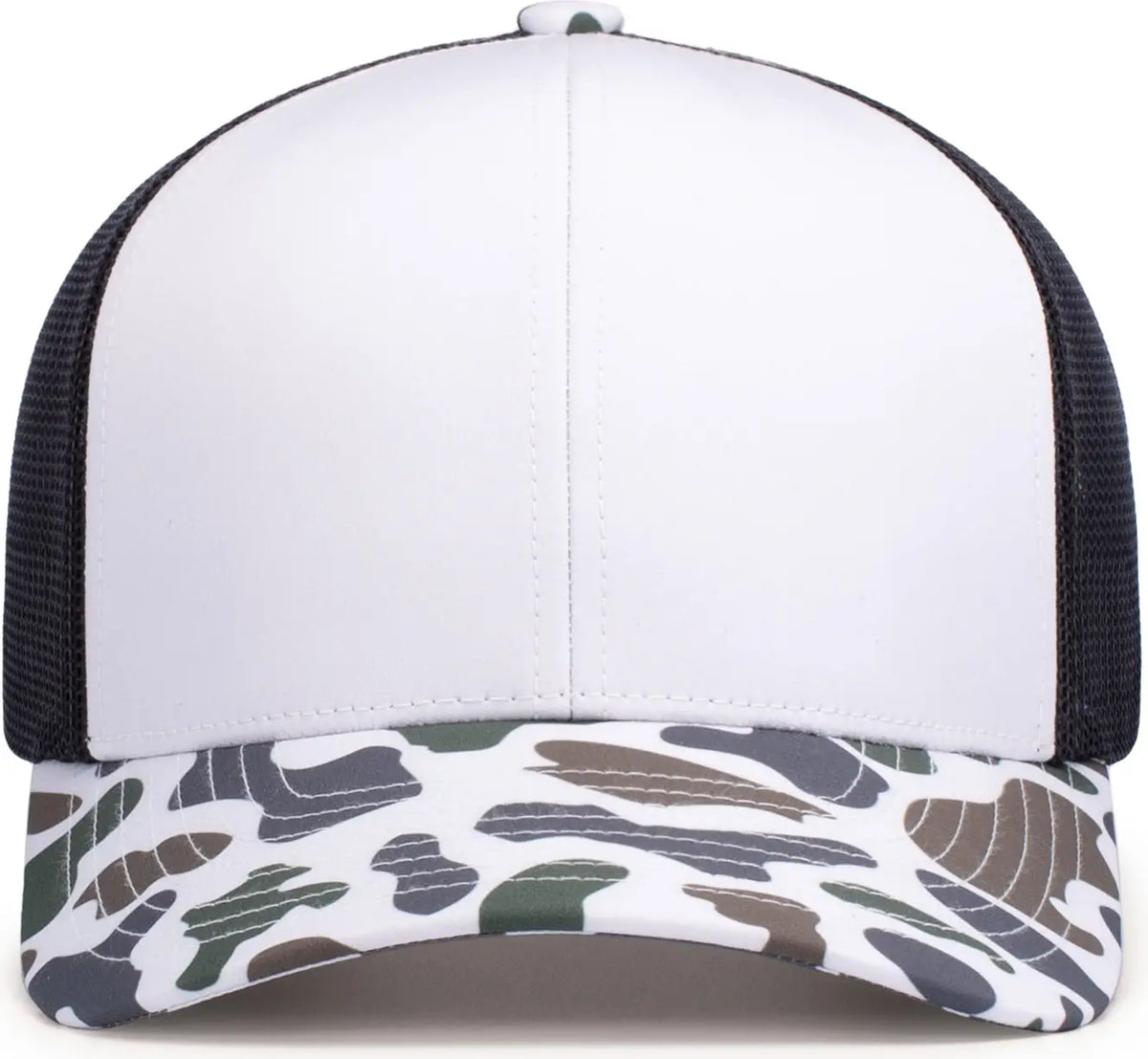 Pacific Headwear P686 Duck Camo Trucker Snapback Cap - Burnt Orangene Light Charcoal Timberline - Dark Gray / one Size