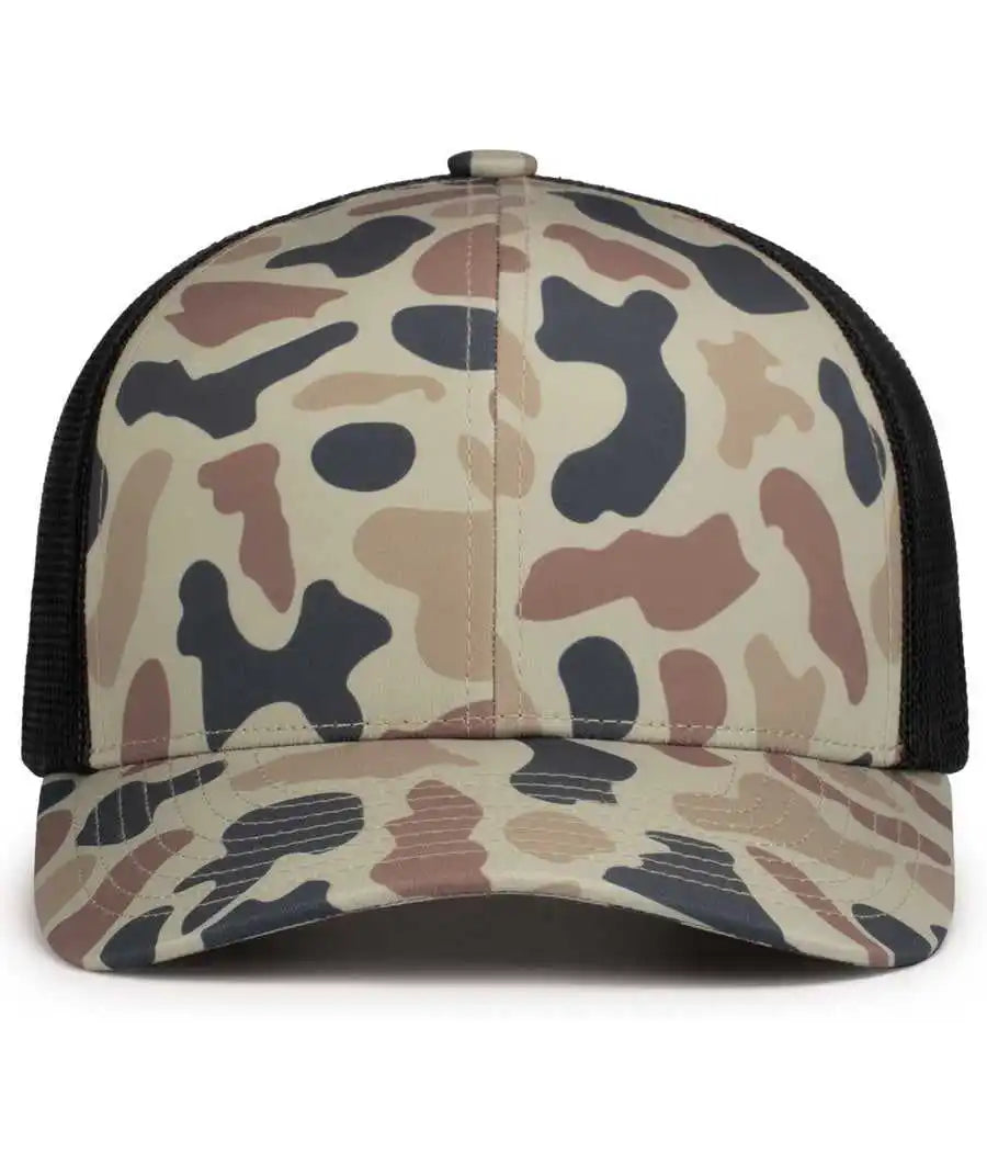 Pacific Headwear P686 Duck Camo Trucker Snapback Cap - Canyon Lt Charcoal - 7’’ - 7 7/8’’