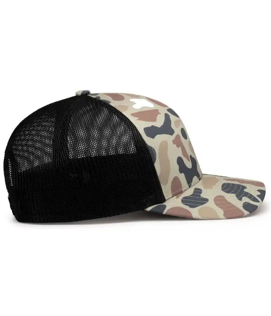 Pacific Headwear P686 Duck Camo Trucker Snapback Cap Canyon Lt Charcoal / 7’’ 7 7/8’’