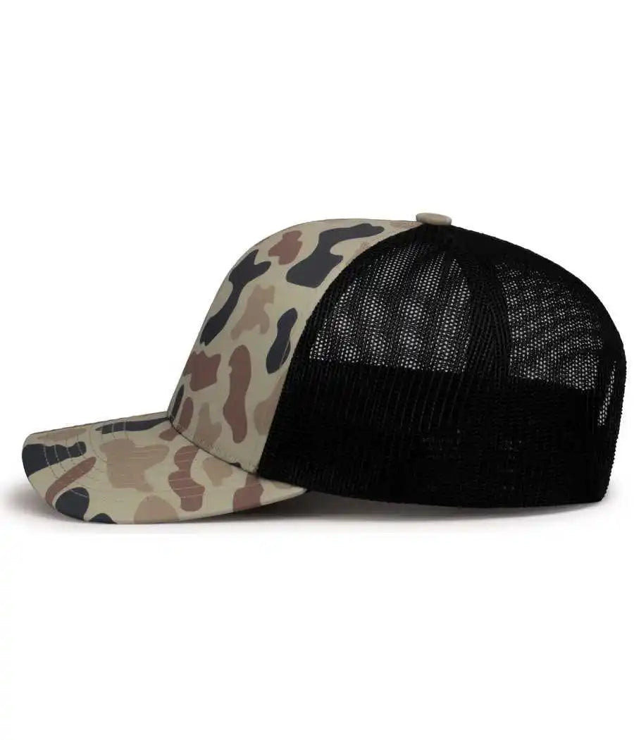Pacific Headwear P686 Duck Camo Trucker Snapback Cap Canyon Lt Charcoal / 7’’ 7 7/8’’