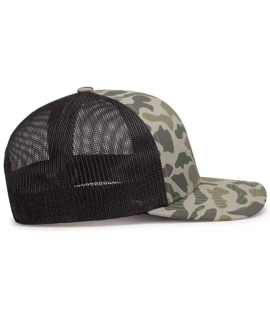 Pacific Headwear P686 Duck Camo Trucker Snapback Cap Coastland Lt Charcoal / 7’’ 7 7/8’’