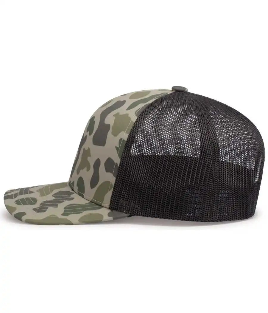 Pacific Headwear P686 Duck Camo Trucker Snapback Cap Coastland Lt Charcoal / 7’’ 7 7/8’’