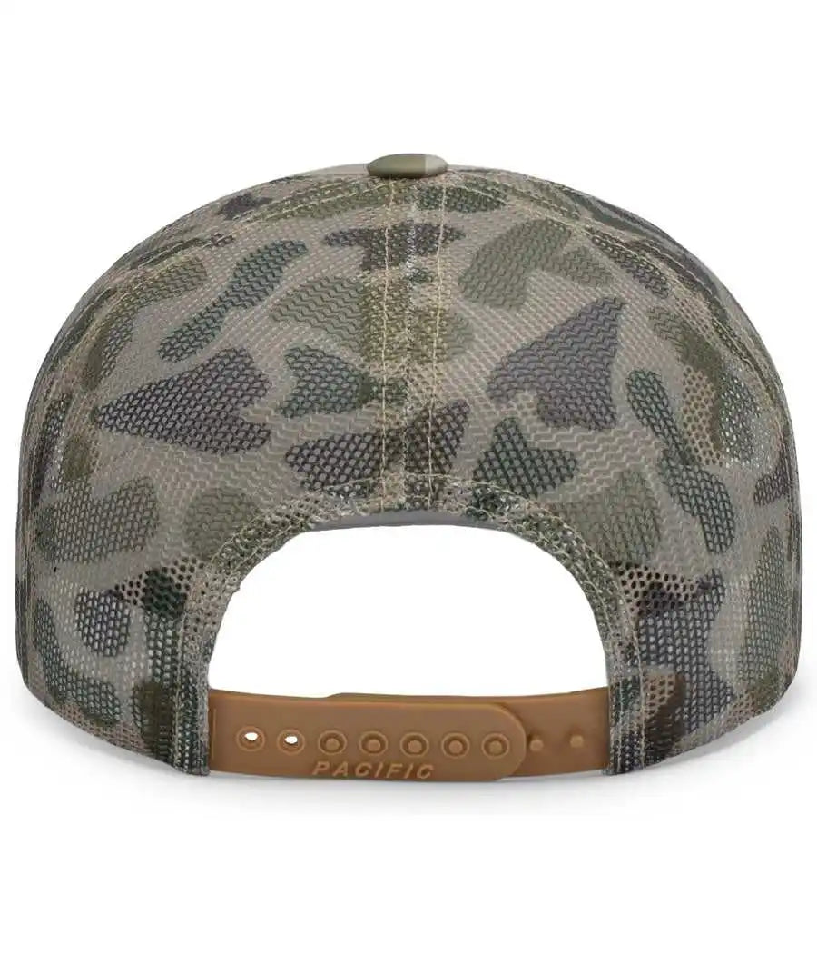 Pacific Headwear P686 Duck Camo Trucker Snapback Cap Khaki Coastland / 7’’ 7 7/8’’