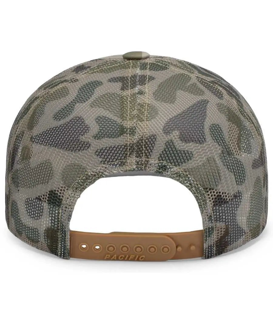 Pacific Headwear P686 Duck Camo Trucker Snapback Cap - Khaki Coastland - 7’’ - 7 7/8’’