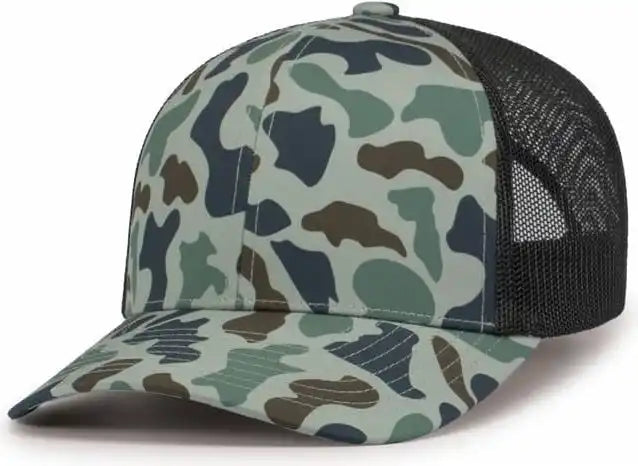 Pacific Headwear P686 Duck Camo Trucker Snapback Cap - Mallard Lt Charcoal - 7’’ - 7 7/8’’