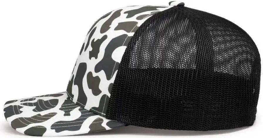 Pacific Headwear P686 Duck Camo Trucker Snapback Cap - Timberline Lt Charcoal - 7’’ - 7 7/8’’