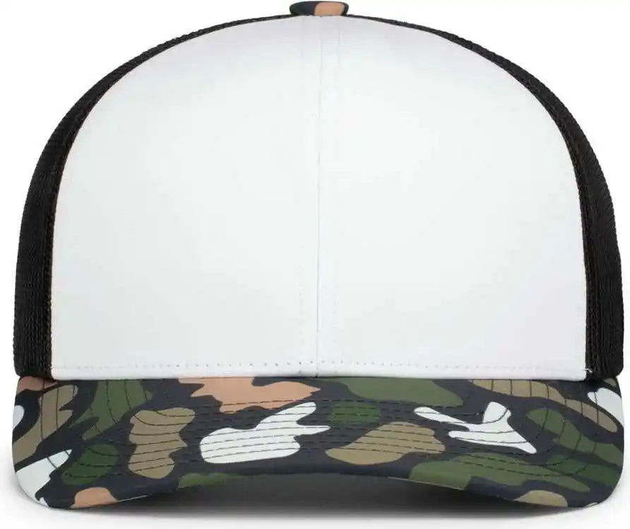 Pacific Headwear P686 Duck Camo Trucker Snapback Cap - White Lt Charcoal Bayou - 7’’ - 7 7/8’’