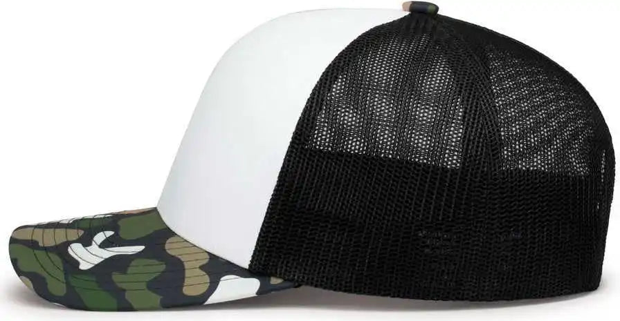 Pacific Headwear P686 Duck Camo Trucker Snapback Cap - White Lt Charcoal Bayou - 7’’ - 7 7/8’’