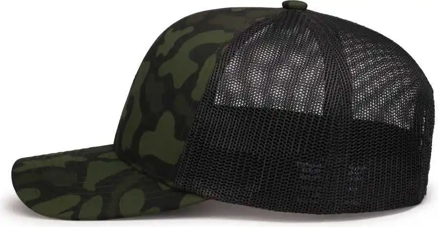 Pacific Headwear P686 Duck Camo Trucker Snapback Cap Woodland Lt Charcoal / 7’’ 7 7/8’’