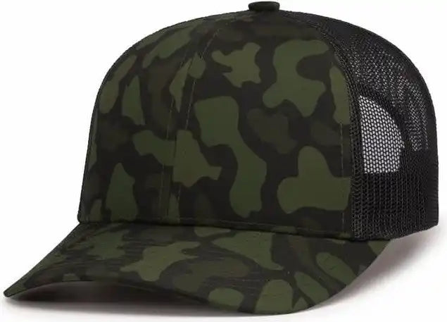 Pacific Headwear P686 Duck Camo Trucker Snapback Cap - Woodland Lt Charcoal - 7’’ - 7 7/8’’