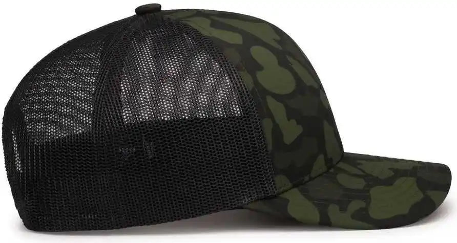 Pacific Headwear P686 Duck Camo Trucker Snapback Cap Woodland Lt Charcoal / 7’’ 7 7/8’’