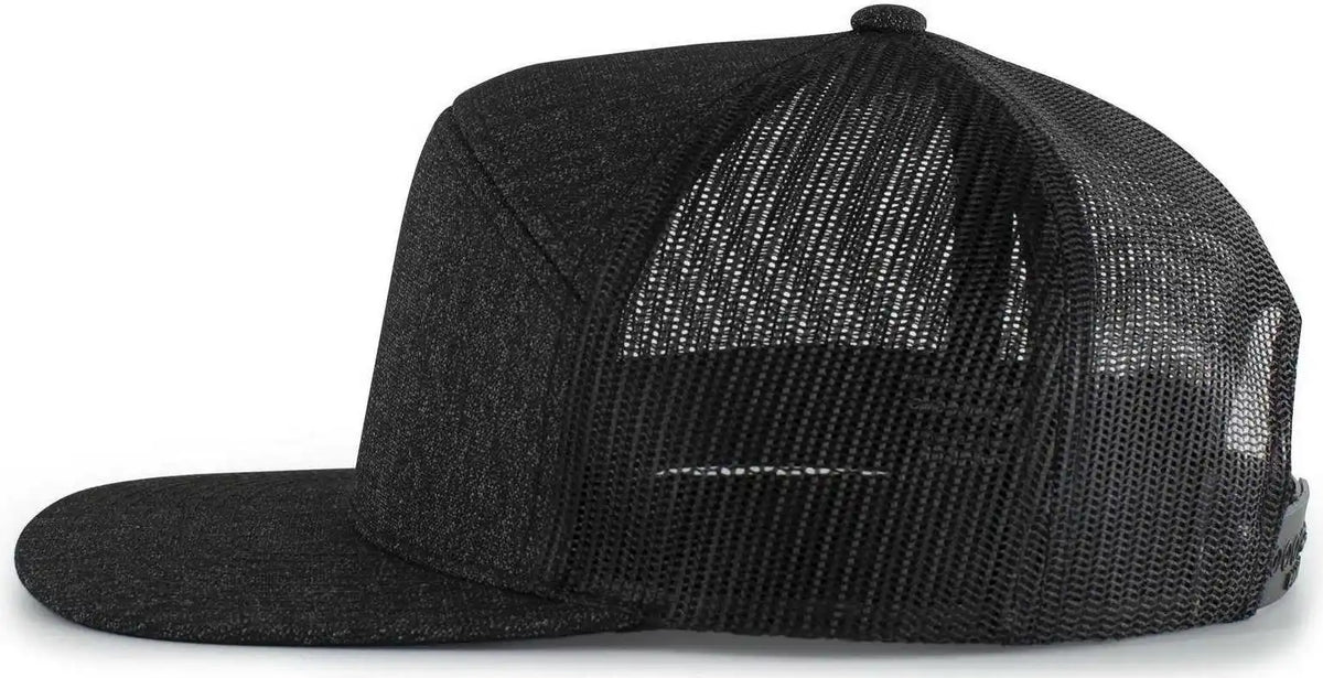 Pacific Headwear P710 Heather 6 Panel Arch Trucker Snapback Cap Black / 7’’ 7 7/8’’