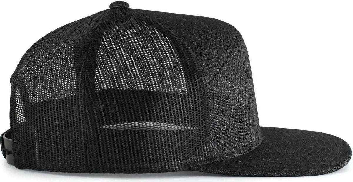 Pacific Headwear P710 Heather 6 Panel Arch Trucker Snapback Cap Black / 7’’ 7 7/8’’