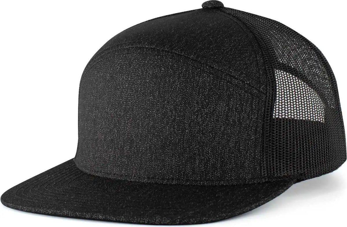 Pacific Headwear P710 Heather 6 Panel Arch Trucker Snapback Cap Black / 7’’ 7 7/8’’