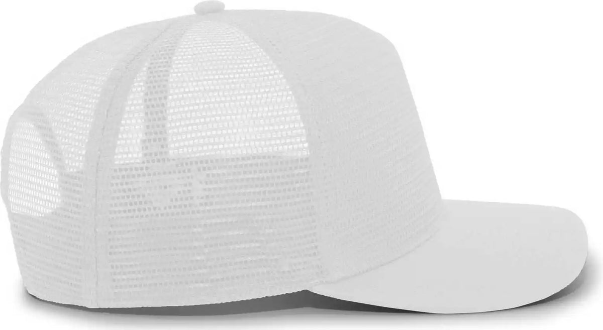 Pacific Headwear P724 5 Panel Mesh Overlay Trucker Snapback White / 7’’ 7 7/8’’