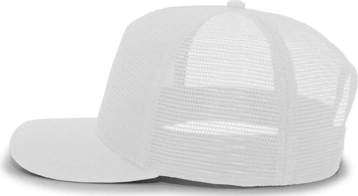 Pacific Headwear P724 5 Panel Mesh Overlay Trucker Snapback White / 7’’ 7 7/8’’