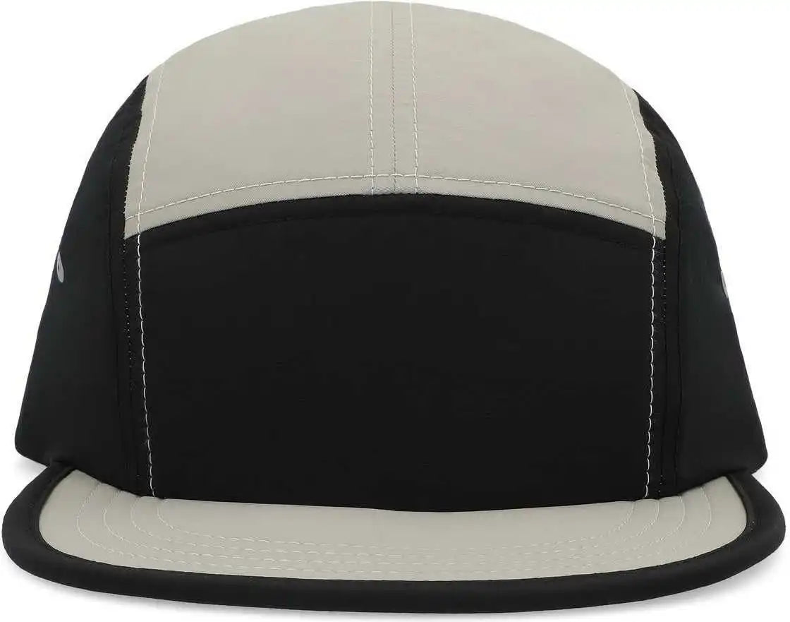 Pacific Headwear P781 Packable Camper Cap - Black Silver - Light Gray / 7’’ - 7 7/8’’