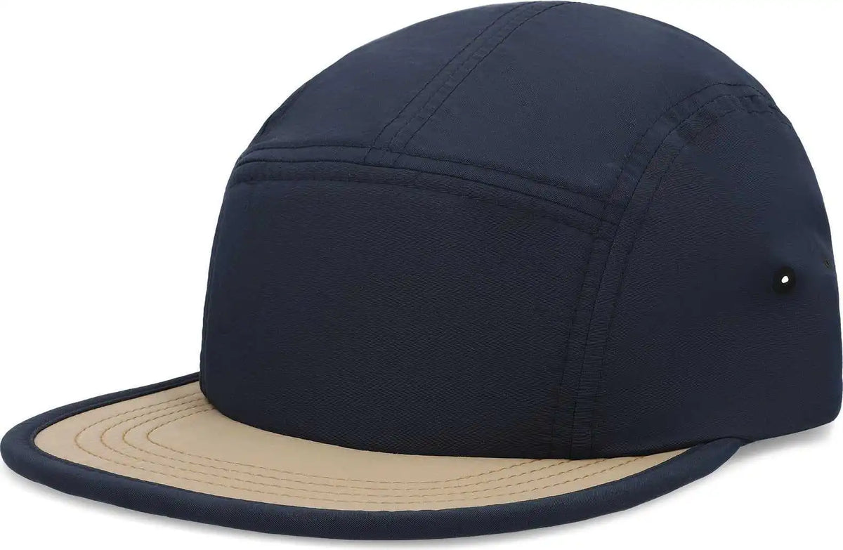 Pacific Headwear P781 Packable Camper Cap - Navy Suede - Khaki / 7’’ - 7 7/8’’