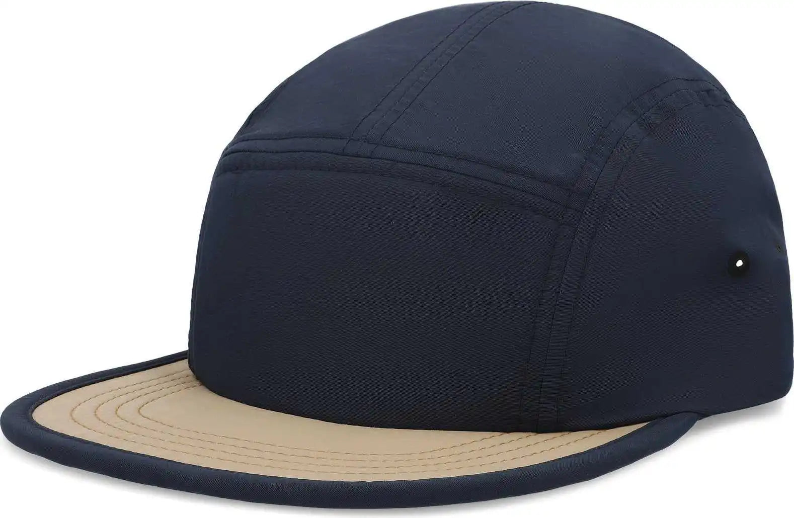 Pacific Headwear P781 Packable Camper Cap - Navy Suede - Khaki / 7’’ - 7 7/8’’
