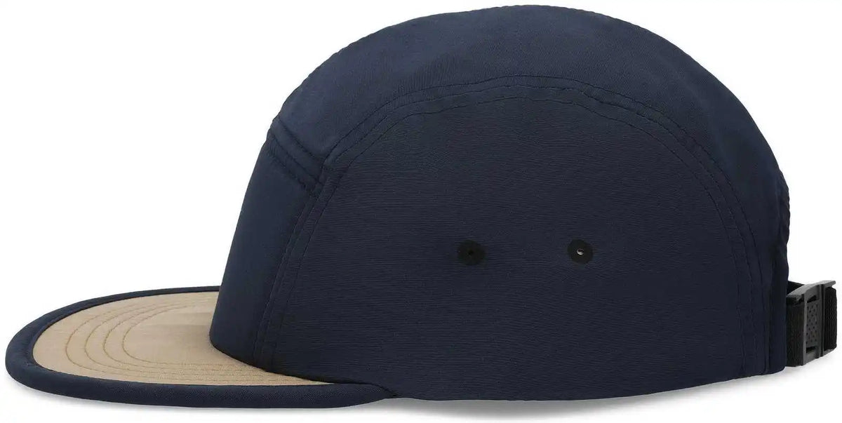 Pacific Headwear P781 Packable Camper Cap - Navy Suede - Khaki / 7’’ - 7 7/8’’