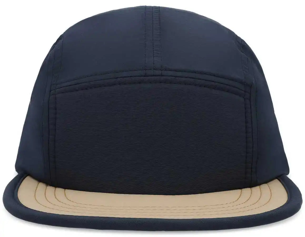 Pacific Headwear P781 Packable Camper Cap - Navy Suede - Khaki / 7’’ - 7 7/8’’