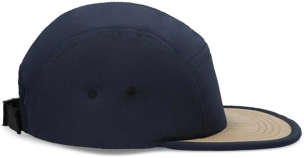 Pacific Headwear P781 Packable Camper Cap - Navy Suede - Khaki / 7’’ - 7 7/8’’