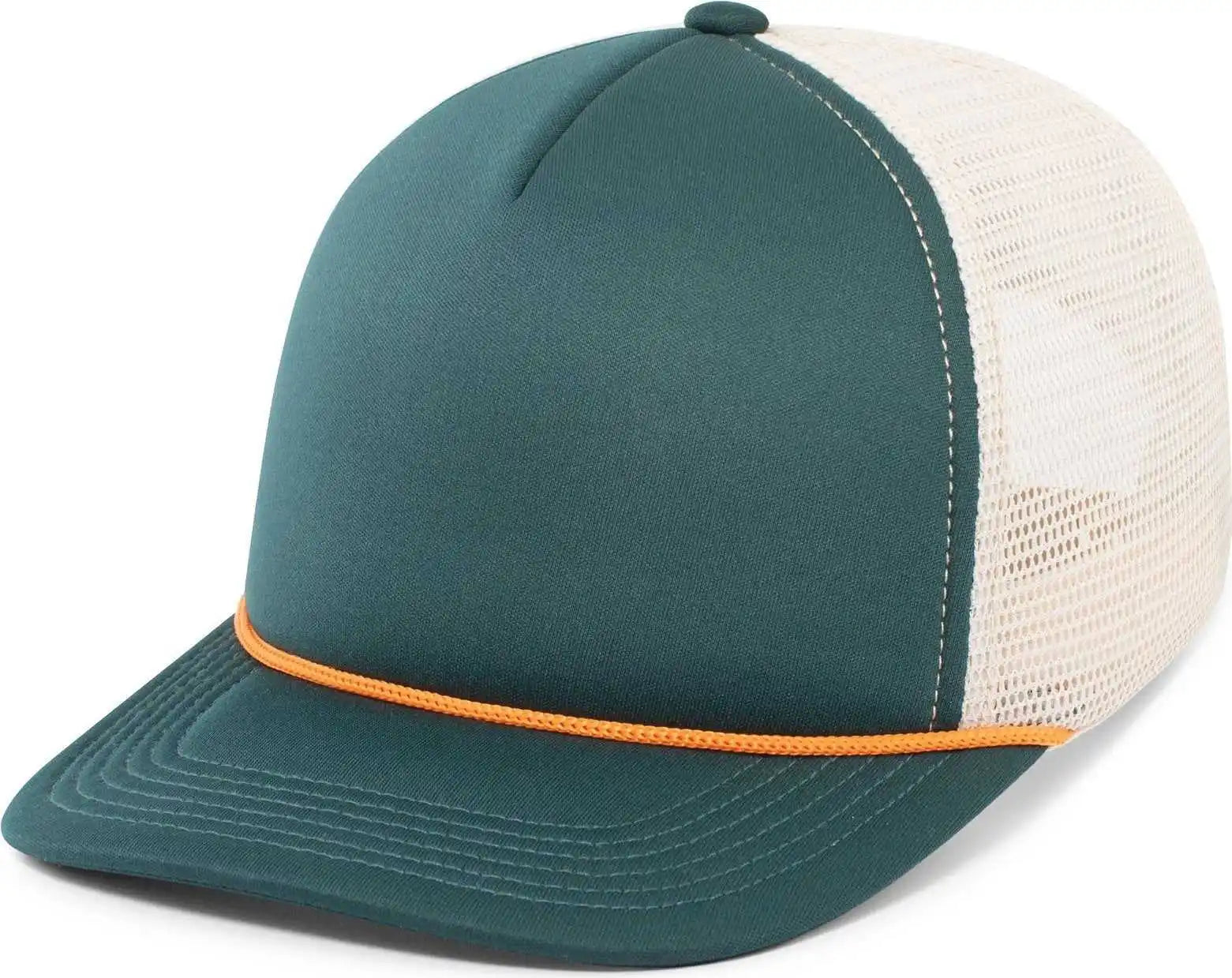 Pacific Headwear P782 Foamie Fresh Trucker Cap - Dark Teal Khaki Orange - 7’’ - 7 7/8’’