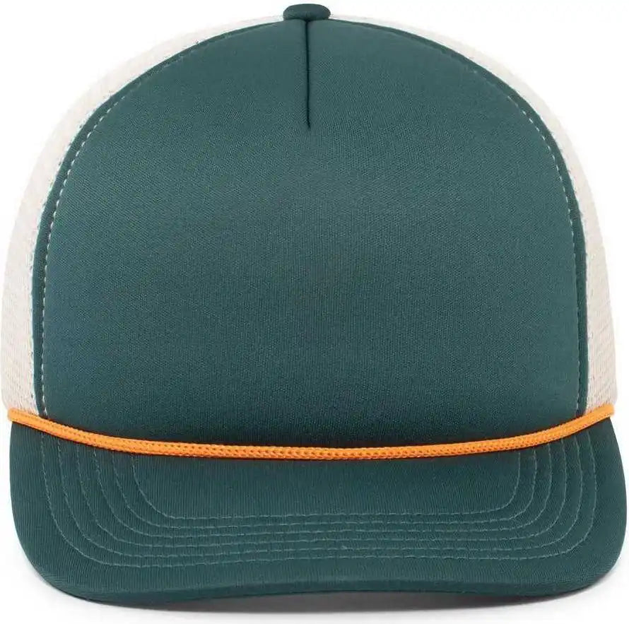 Pacific Headwear P782 Foamie Fresh Trucker Cap - Dark Teal Khaki Orange - 7’’ - 7 7/8’’