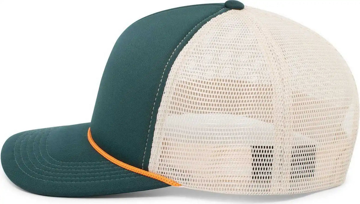 Pacific Headwear P782 Foamie Fresh Trucker Cap - Dark Teal Khaki Orange - 7’’ - 7 7/8’’