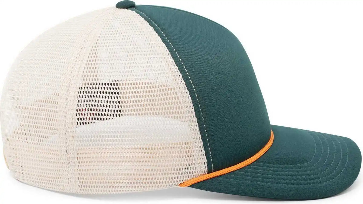 Pacific Headwear P782 Foamie Fresh Trucker Cap - Dark Teal Khaki Orange - 7’’ - 7 7/8’’