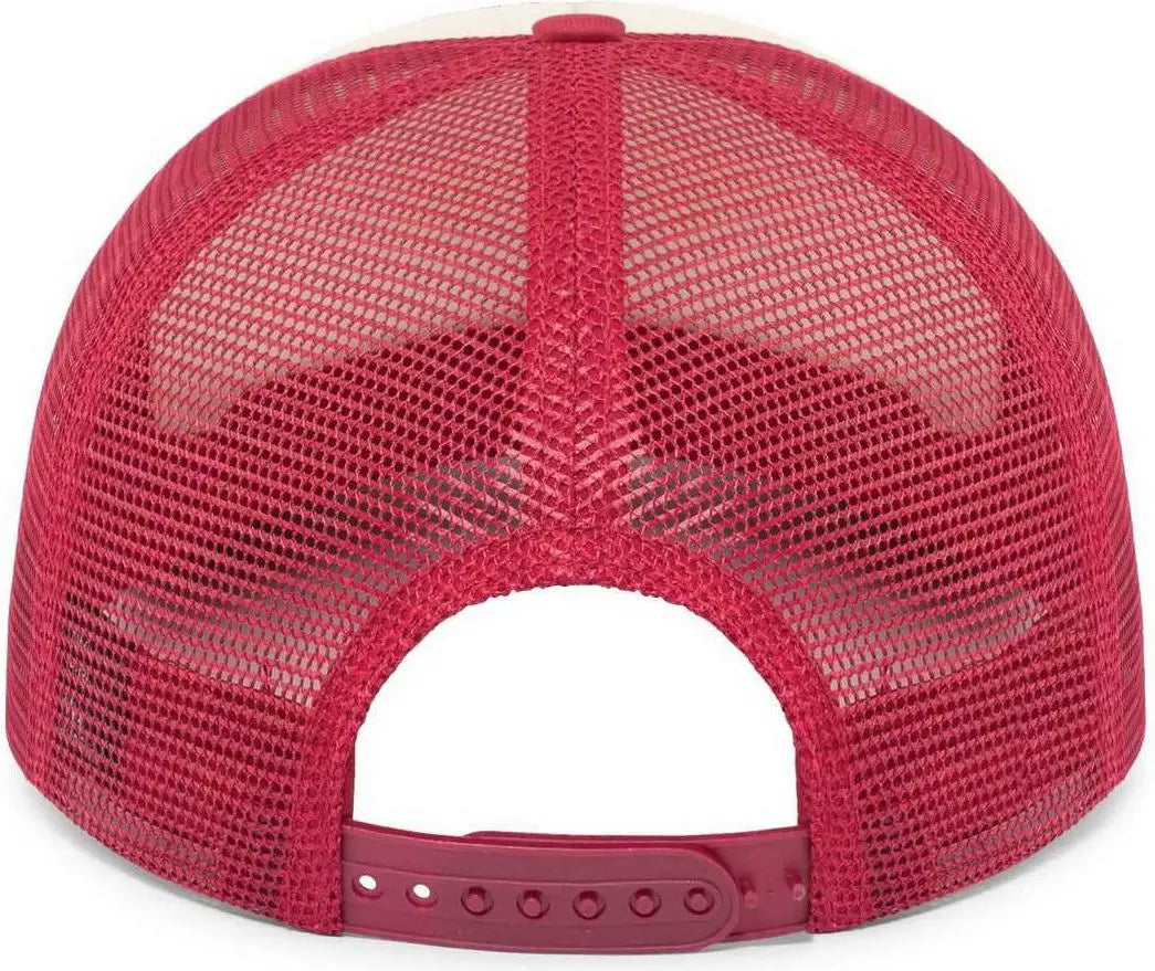 Pacific Headwear P782 Foamie Fresh Trucker Cap - Khaki Dark Red - 7’’ - 7 7/8’’