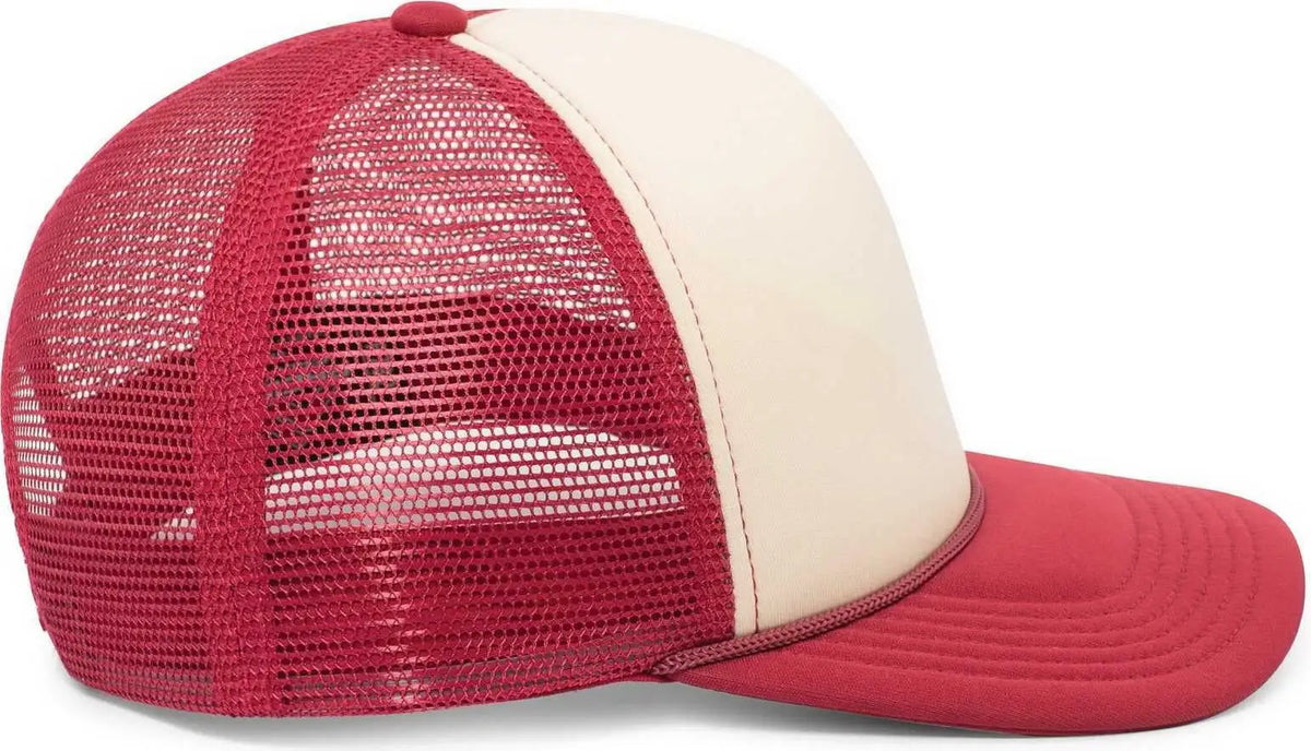 Pacific Headwear P782 Foamie Fresh Trucker Cap - Khaki Dark Red - 7’’ - 7 7/8’’