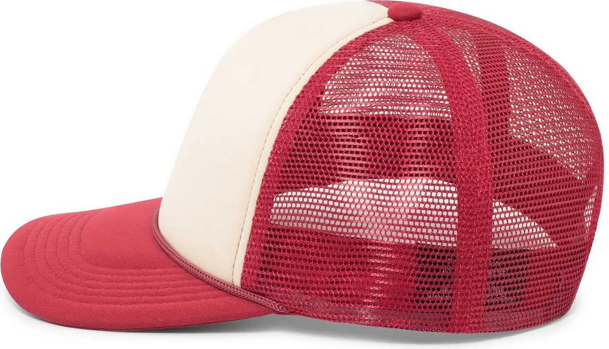Pacific Headwear P782 Foamie Fresh Trucker Cap - Khaki Dark Red - 7’’ - 7 7/8’’