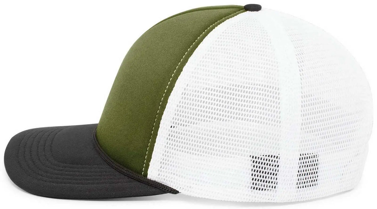 Pacific Headwear P782 Foamie Fresh Trucker Cap - Moss White Black - Olive / 7’’ - 7 7/8’’