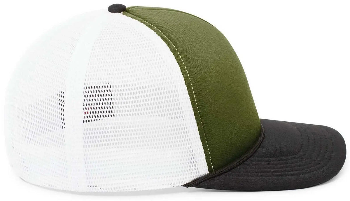 Pacific Headwear P782 Foamie Fresh Trucker Cap - Moss White Black - Olive / 7’’ - 7 7/8’’