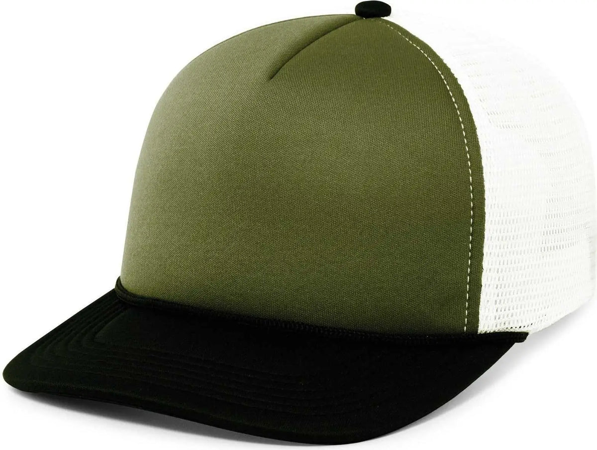 Pacific Headwear P782 Foamie Fresh Trucker Cap - Moss White Black - Olive / 7’’ - 7 7/8’’