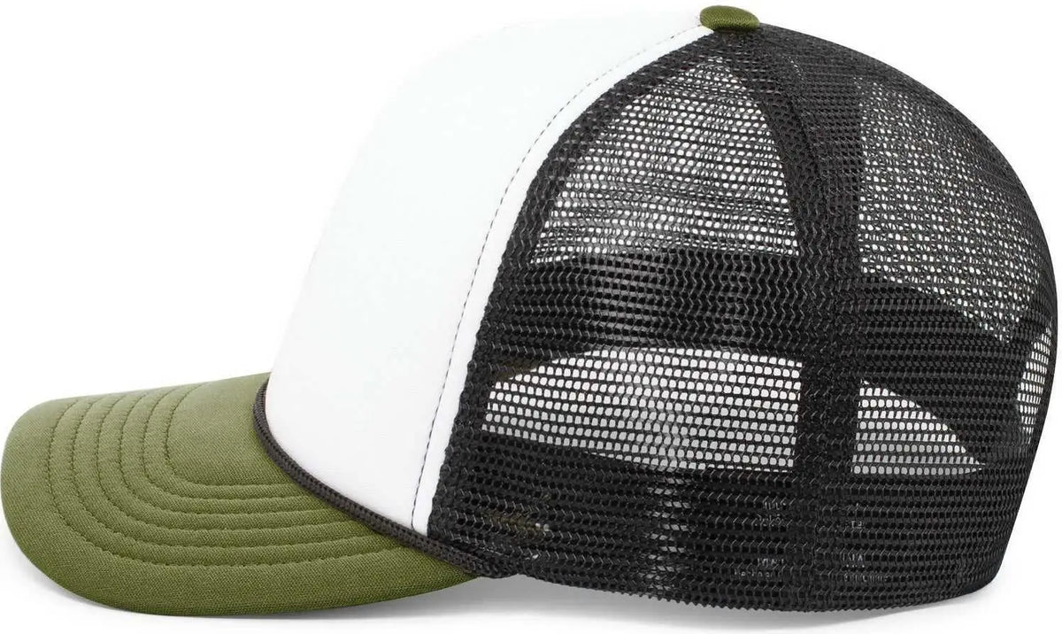 Pacific Headwear P782 Foamie Fresh Trucker Cap - White Black Moss - Olive / 7’’ - 7 7/8’’