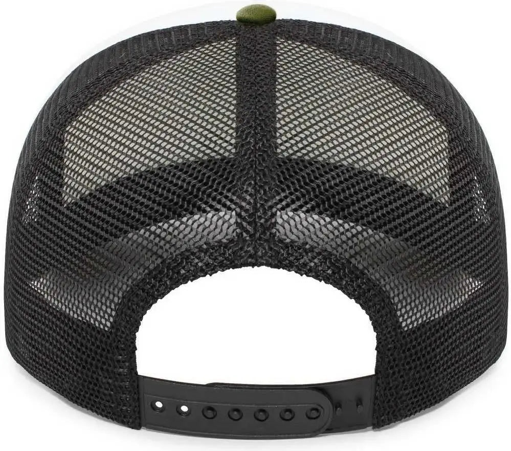 Pacific Headwear P782 Foamie Fresh Trucker Cap - White Black Moss - Olive / 7’’ - 7 7/8’’