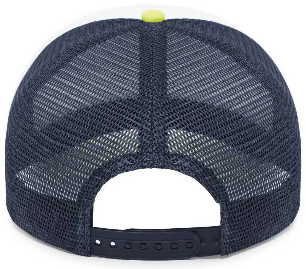 Pacific Headwear P782 Foamie Fresh Trucker Cap - White Navy Chartruese - Green / 7’’ - 7 7/8’’