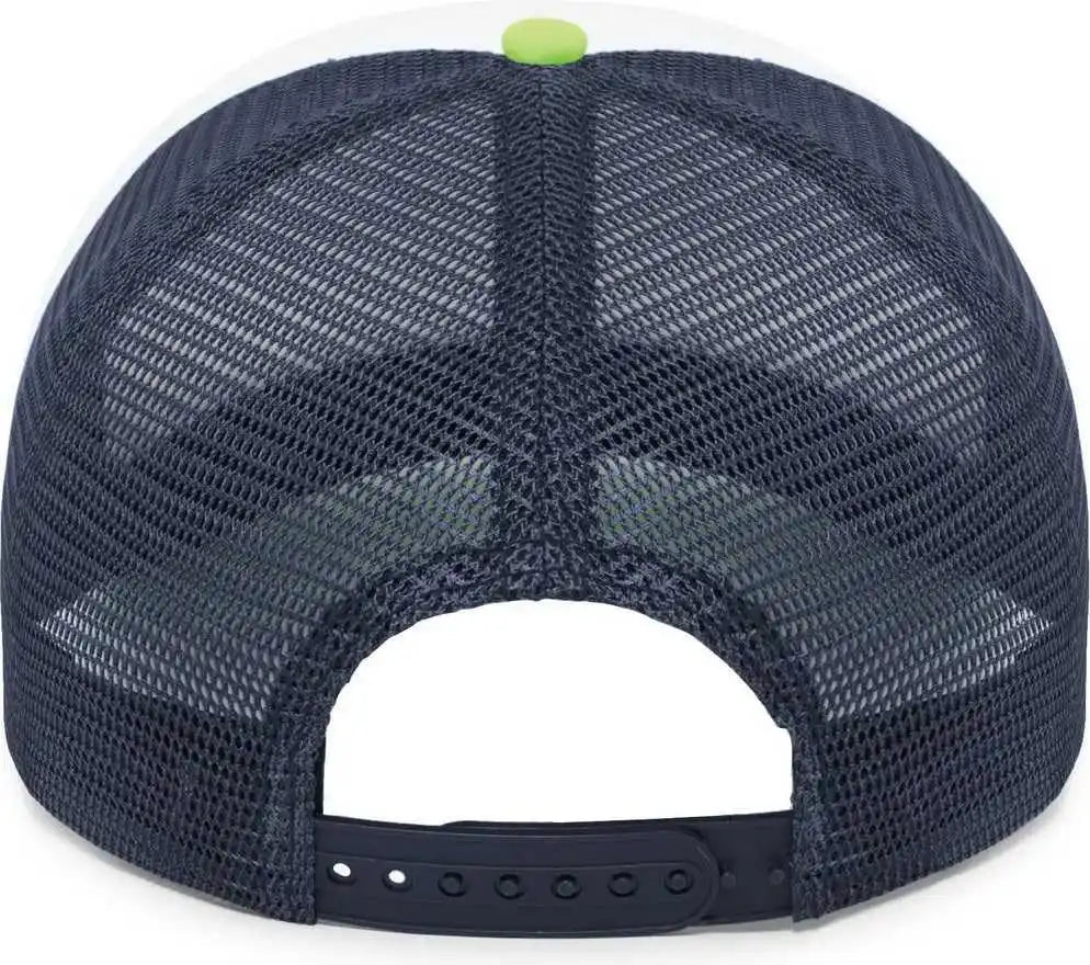 Pacific Headwear P782 Foamie Fresh Trucker Cap - White Navy Neon Green - 7’’ - 7 7/8’’