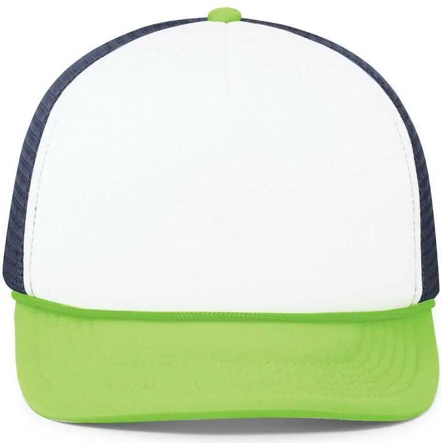 Pacific Headwear P782 Foamie Fresh Trucker Cap - White Navy Neon Green - 7’’ - 7 7/8’’