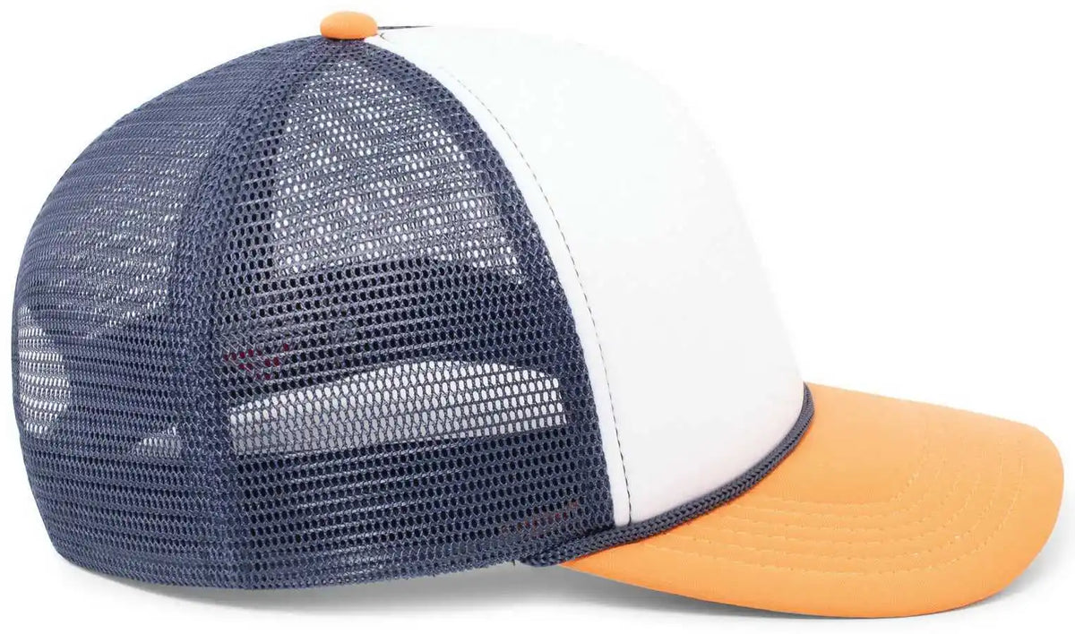 Pacific Headwear P782 Foamie Fresh Trucker Cap - White Navy Orange - 7’’ - 7 7/8’’