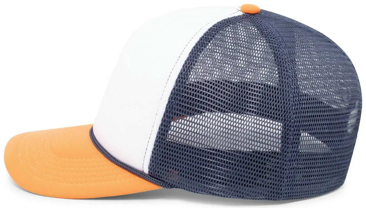 Pacific Headwear P782 Foamie Fresh Trucker Cap - White Navy Orange - 7’’ - 7 7/8’’