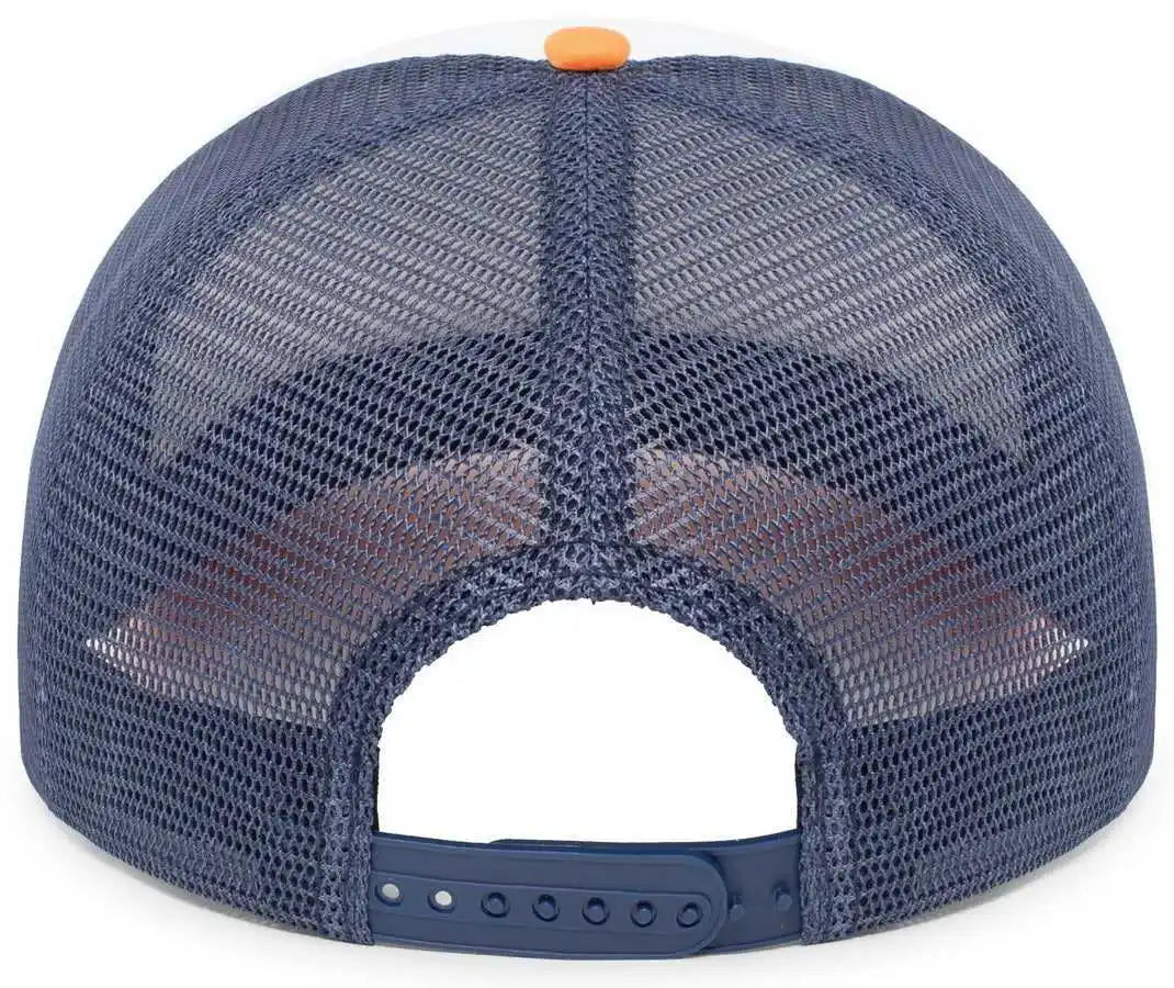 Pacific Headwear P782 Foamie Fresh Trucker Cap - White Navy Orange - 7’’ - 7 7/8’’