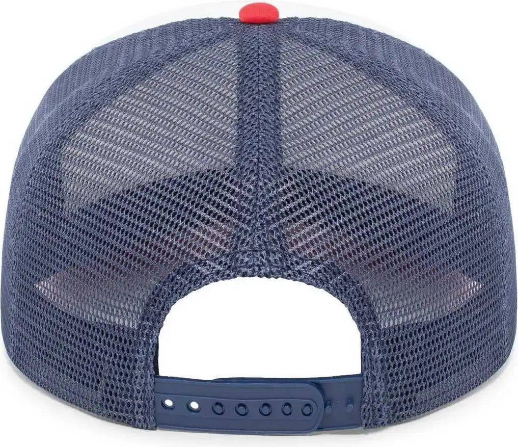 Pacific Headwear P782 Foamie Fresh Trucker Cap - White Navy Red - 7’’ - 7 7/8’’