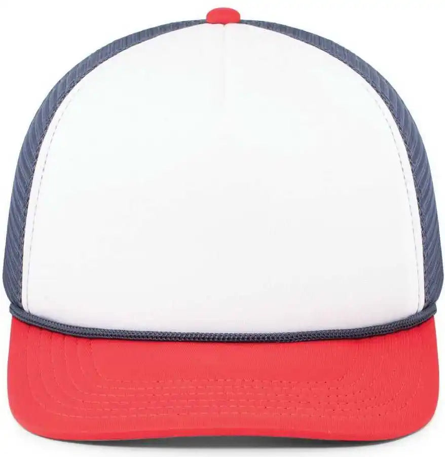Pacific Headwear P782 Foamie Fresh Trucker Cap - White Navy Red - 7’’ - 7 7/8’’