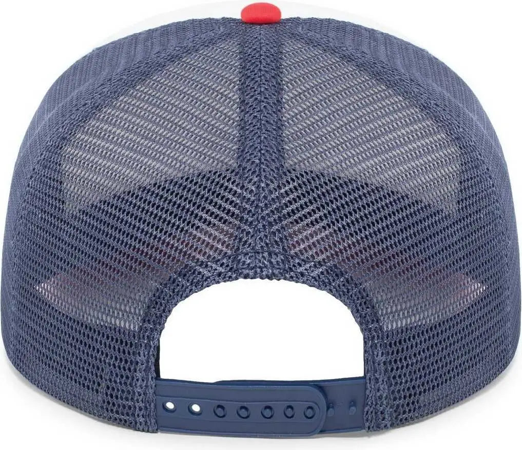 Pacific Headwear P782 Foamie Fresh Trucker Cap - White Navy Red - 7’’ - 7 7/8’’