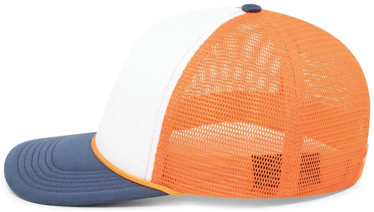 Pacific Headwear P782 Foamie Fresh Trucker Cap - White Orange Navy - 7’’ - 7 7/8’’