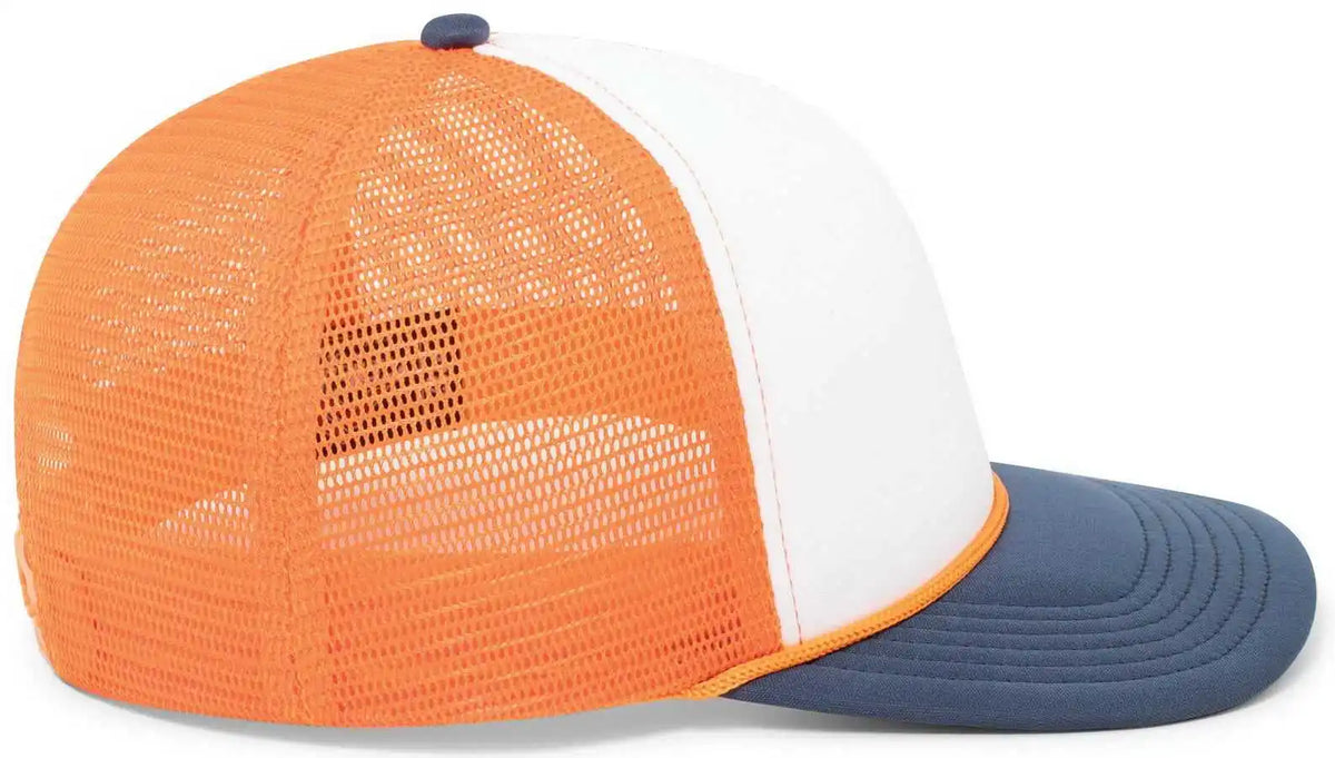 Pacific Headwear P782 Foamie Fresh Trucker Cap - White Orange Navy - 7’’ - 7 7/8’’