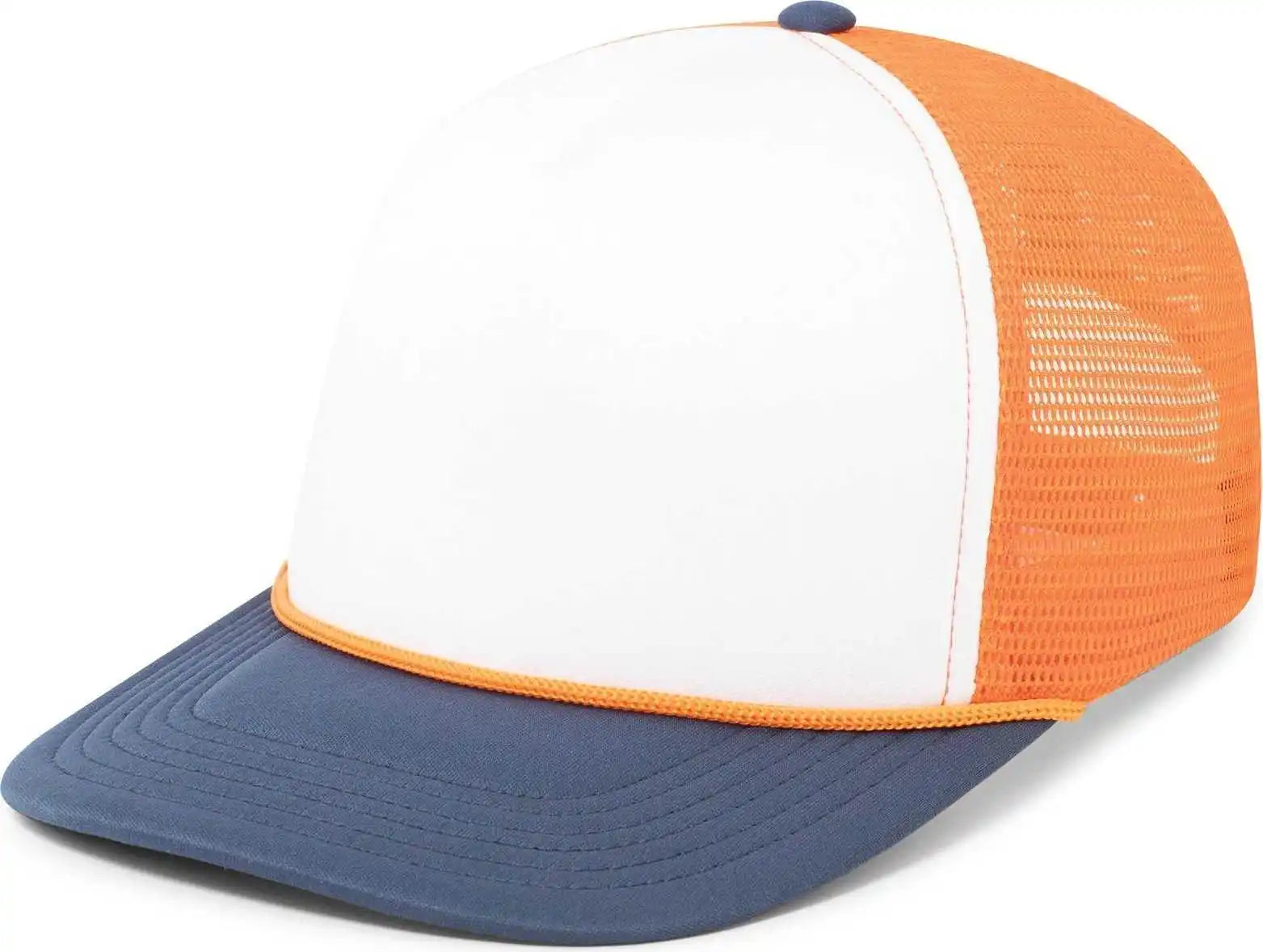 Pacific Headwear P782 Foamie Fresh Trucker Cap - White Orange Navy - 7’’ - 7 7/8’’